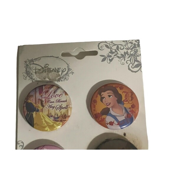 Vintage Disney Set of 4 Beauty and the Beast Buttons RARE - Picture 6 of 6